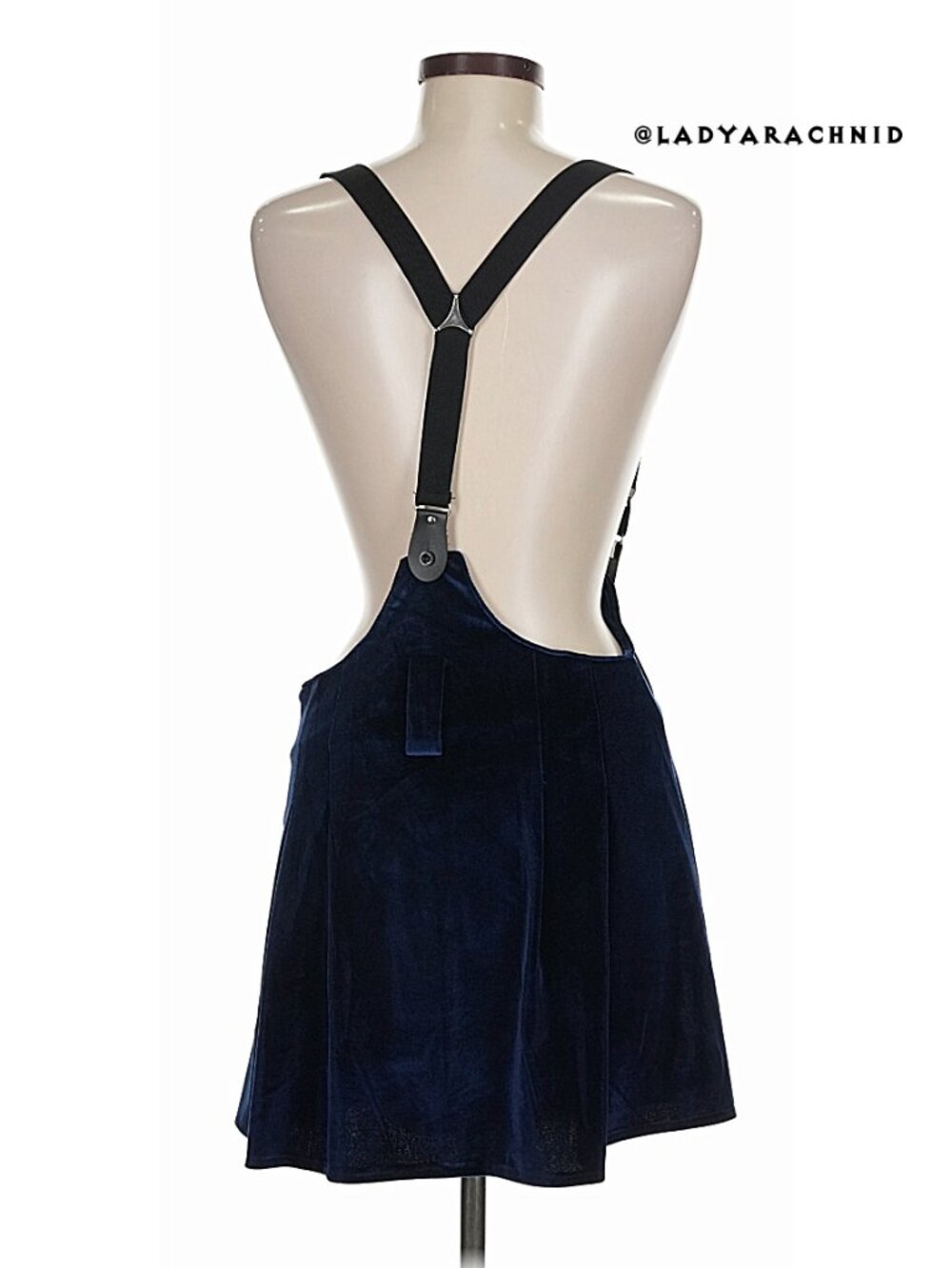 UNIF Dropout suspender skirt in blue velvet RARE HTF - Picture 6 of 8